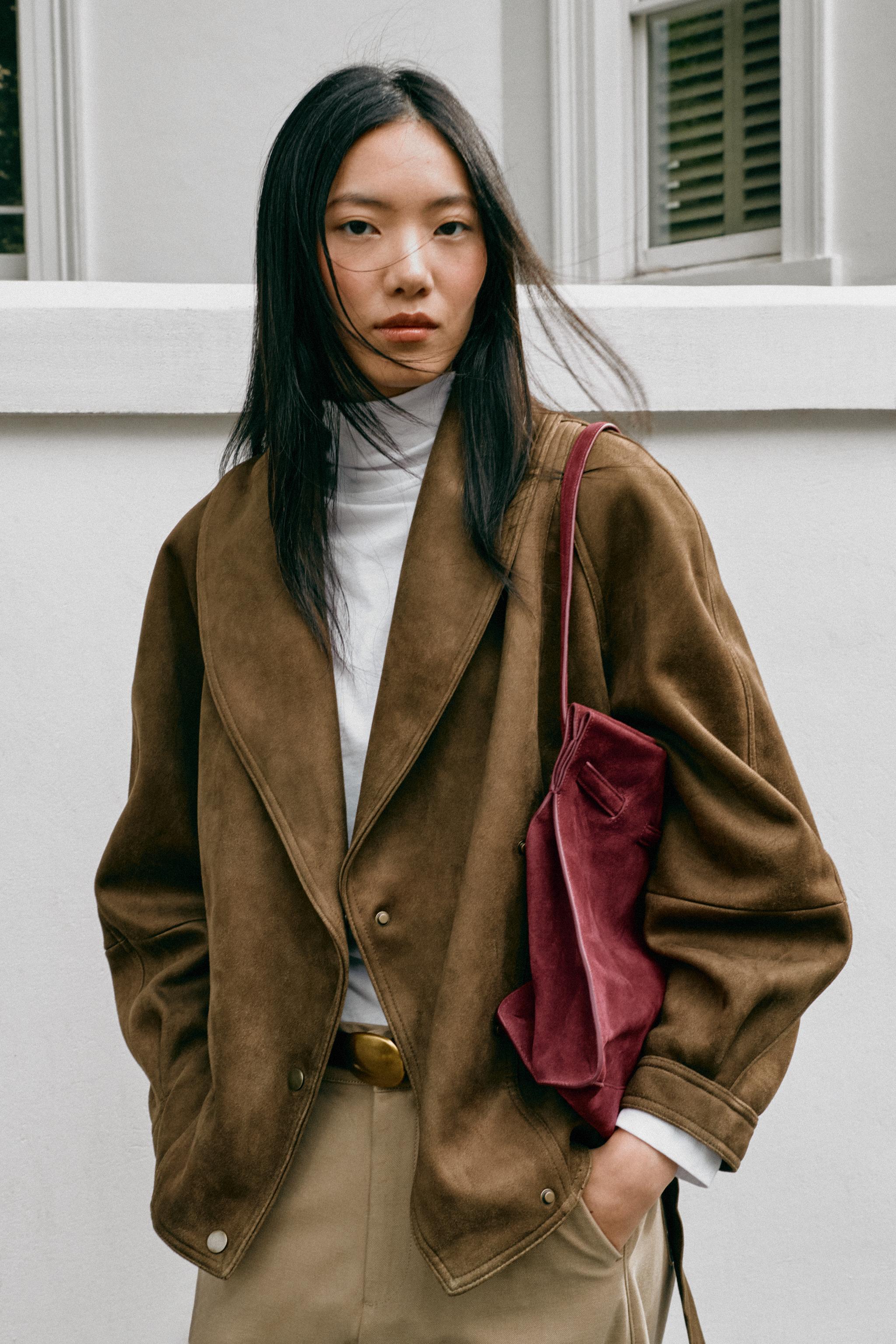 BLOUSON EFFET DAIM AVEC CEINTURE